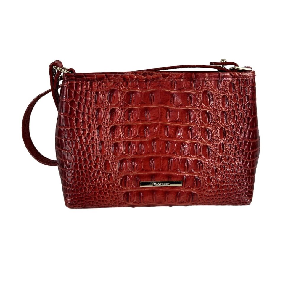 Brahmin Red Croc-Embossed Leather Small Bag